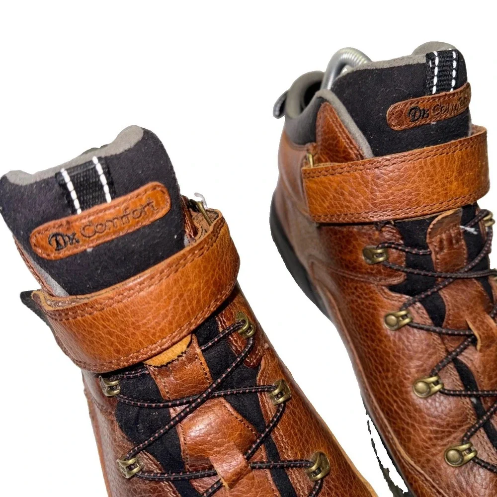 Dr Comfort Ranger Hiking Boots Mens 14M Brown Leather Orthopedic 9420